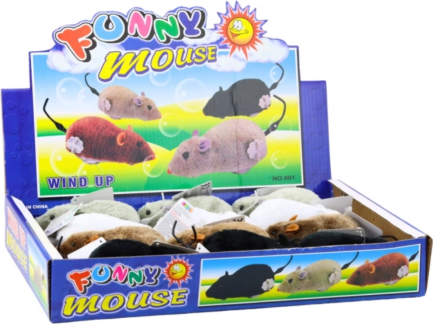 Wind-up plush mouse toy for children and cats