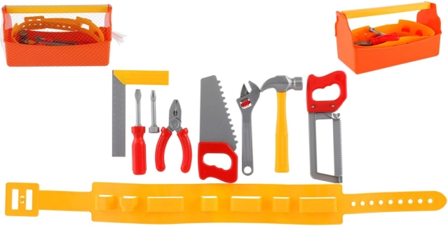 Set d’outils pour enfants dans une caisse en plastique, 9 pièces