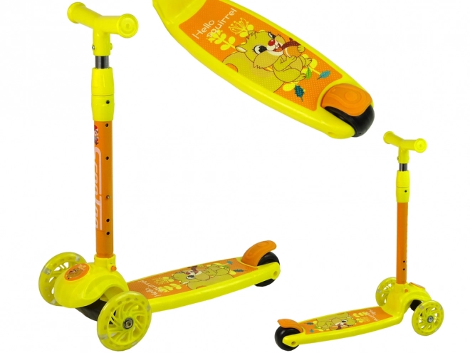 Three-Wheeled Balance Scooter with LED Wheels Yellow Squirrel