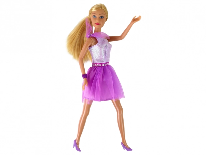 Doll Dress Lucy Set of Purple Glitter Shoes