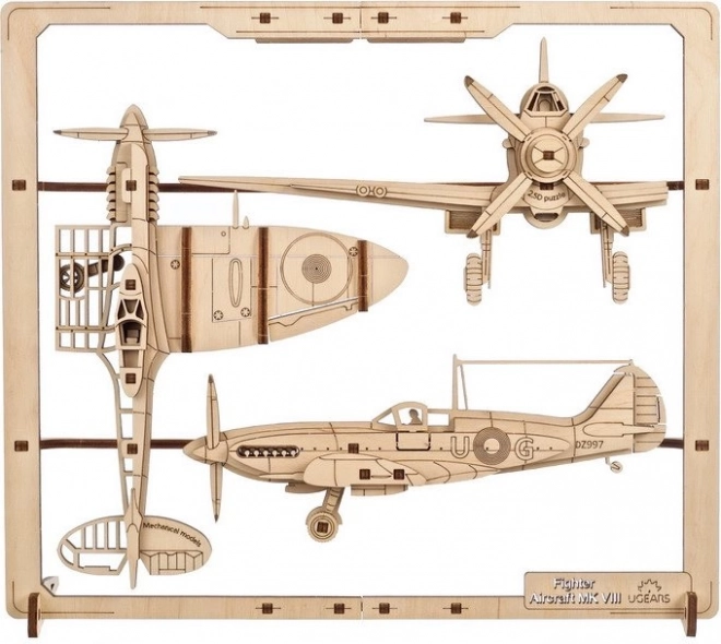 Wooden Mechanical Fighter Aircraft Puzzle