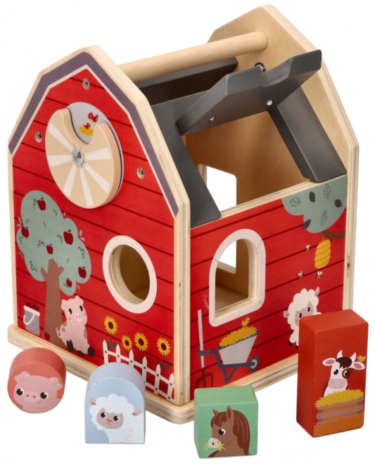 Wooden Farm Shape Sorter with Blocks