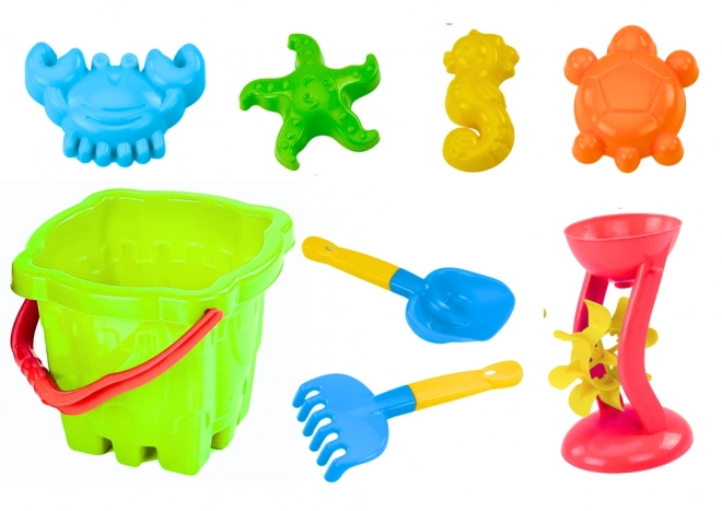 Beach Toy Set with Bucket Castle and Mill