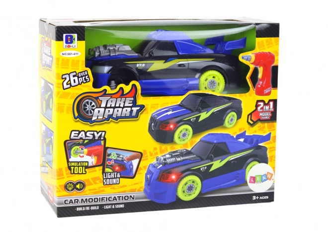 Blue DIY Car with Drill, Sounds and Lights