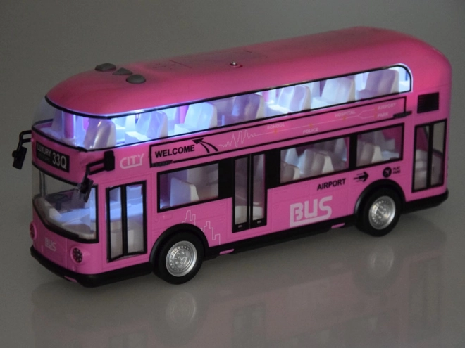 Pink Double-Decker Bus with Sound and Light Effects