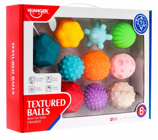 Set of 10 Rubber Sensory Balls for Kids and Adults