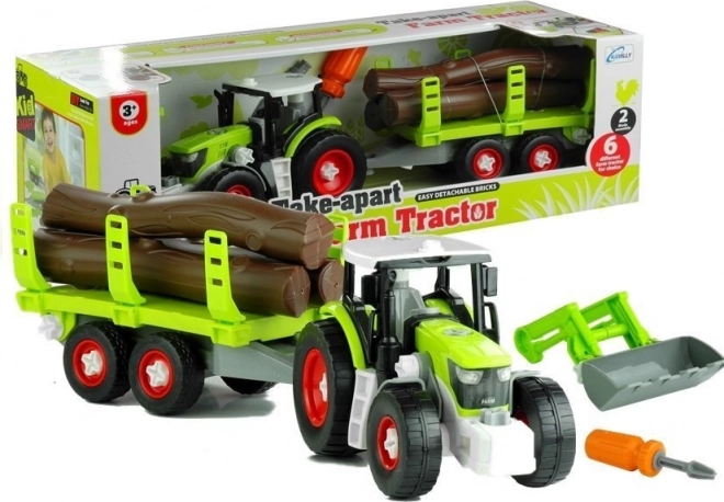 Opvouwbare tractor met houttrailer