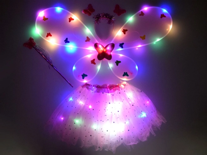 Pink Fairy Costume with Glowing Butterfly Wings – Bright Pink