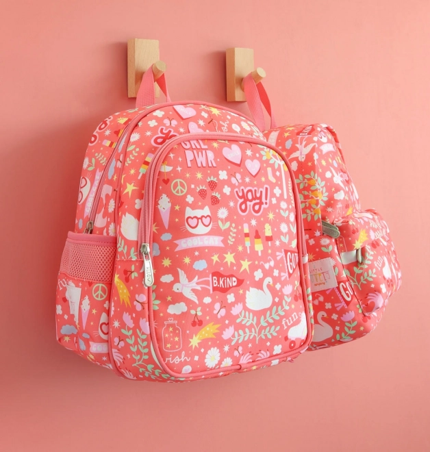 Coral Pink Kids Backpack Fun Design