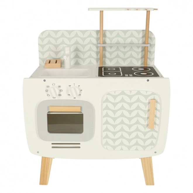 Wooden Play Kitchen Set with Retro Accessories