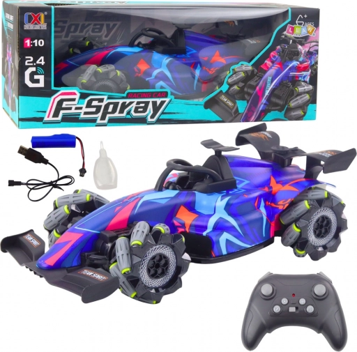 Auto RC da corsa 1:10 con effetto vapore, luci e controllo 2,4 GHz – blu