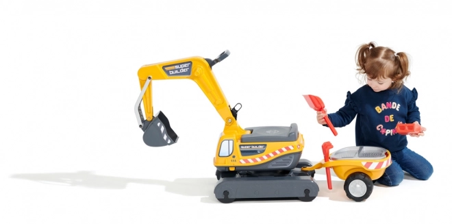 Falk Ride-On Excavator with Trailer and Opening Seat