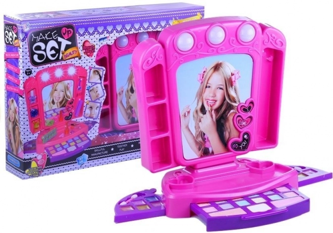 Makeup Vanity Set with Mirror and Lights for Girls