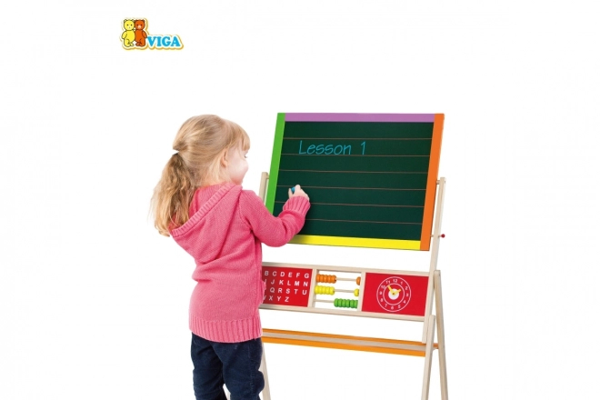 Wooden 2-in-1 Art Easel with Magnetic and Chalkboard