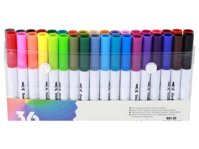 Set of 36 Multicolor Dual-Tip Markers with Organizer