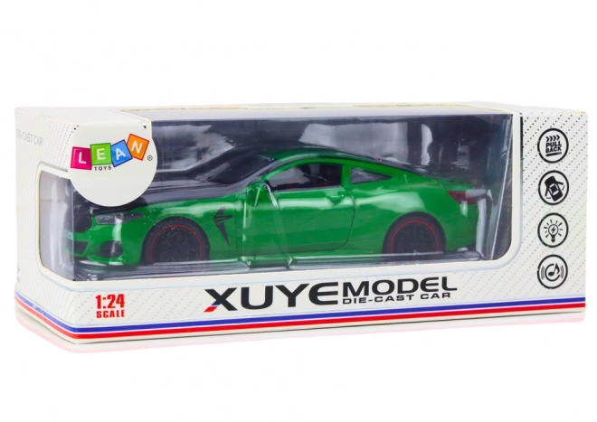 Green Metal Sports Car with Friction Drive and Opening Parts