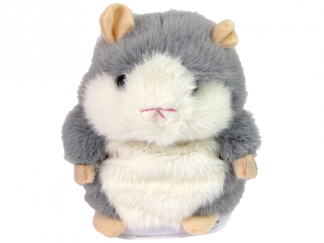 Interactive Talking Gray Plush Hamster Toy