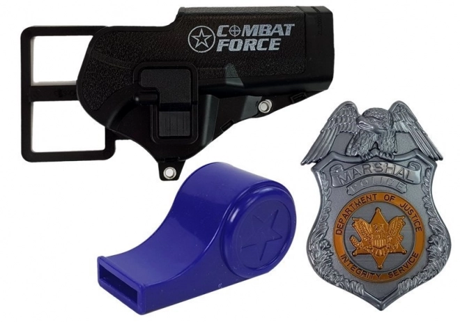 Police Toy Set with Revolver, Badge, Holster, and Whistle