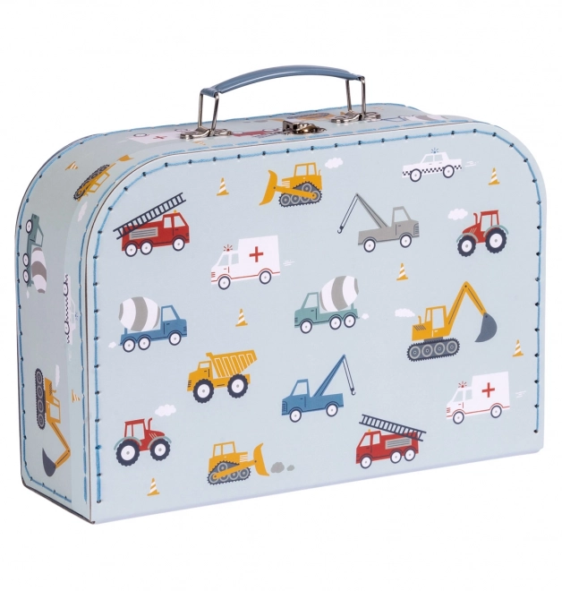 a little lovely company set of two vehicle themed cardboard suitcases