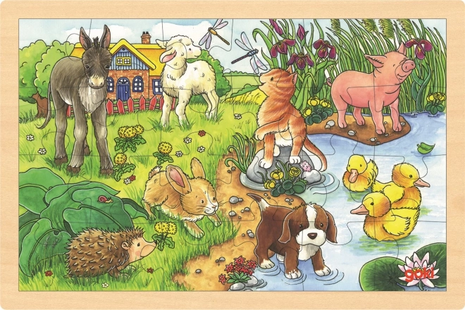 Goki Wooden Farm Baby Animals Puzzle