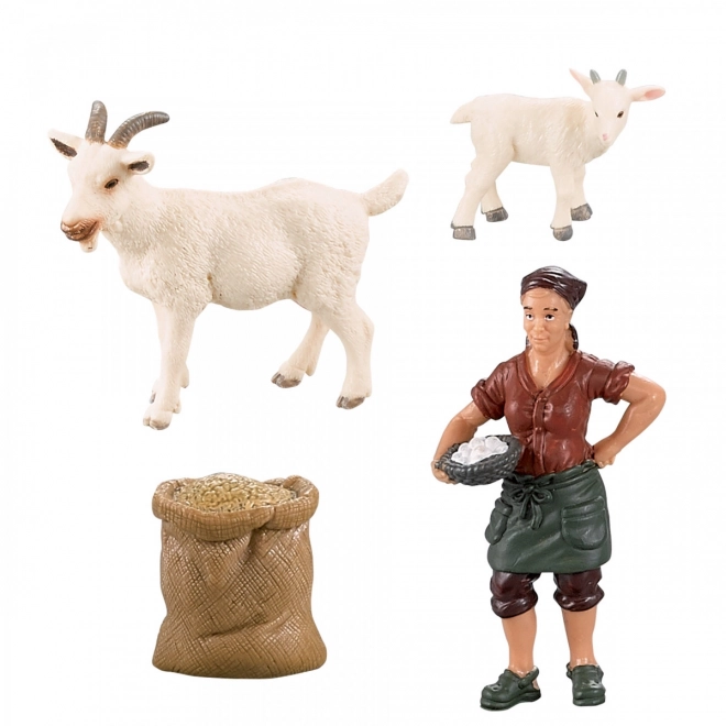 Goat and Kid with Farmer Set