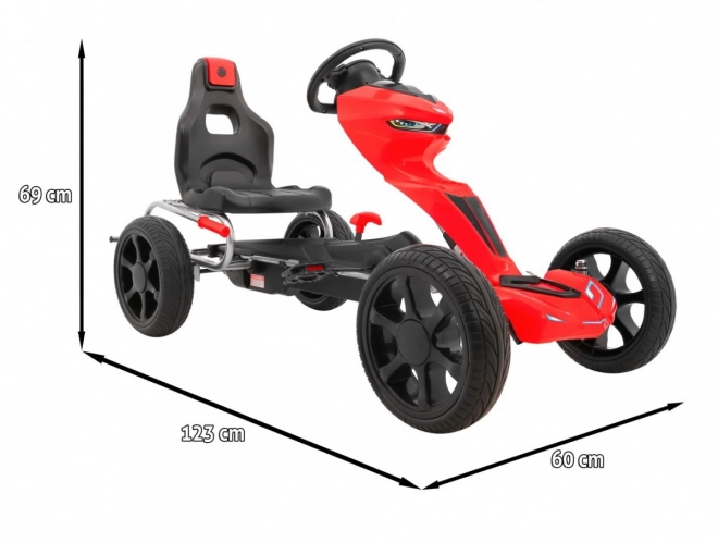 Grand Ride pedal go-kart for children 3+ Red + EVA wheels + Adjustable seat + Handbrake