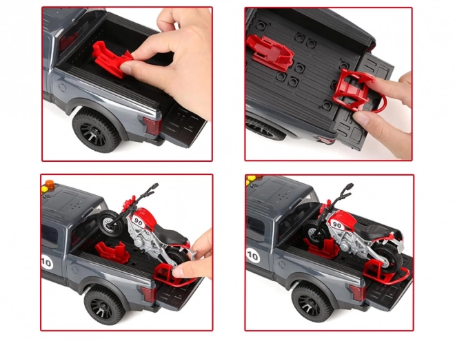 Pickup and Motorcycle Toy Set with Sound and Lights