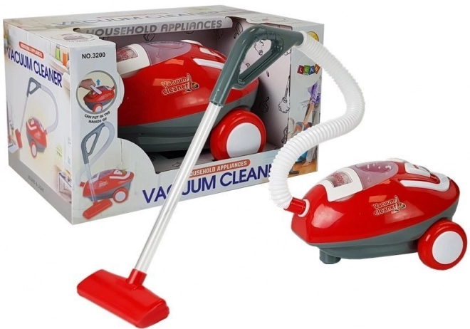 Large Red and White Battery-Powered Toy Vacuum Cleaner with Sound