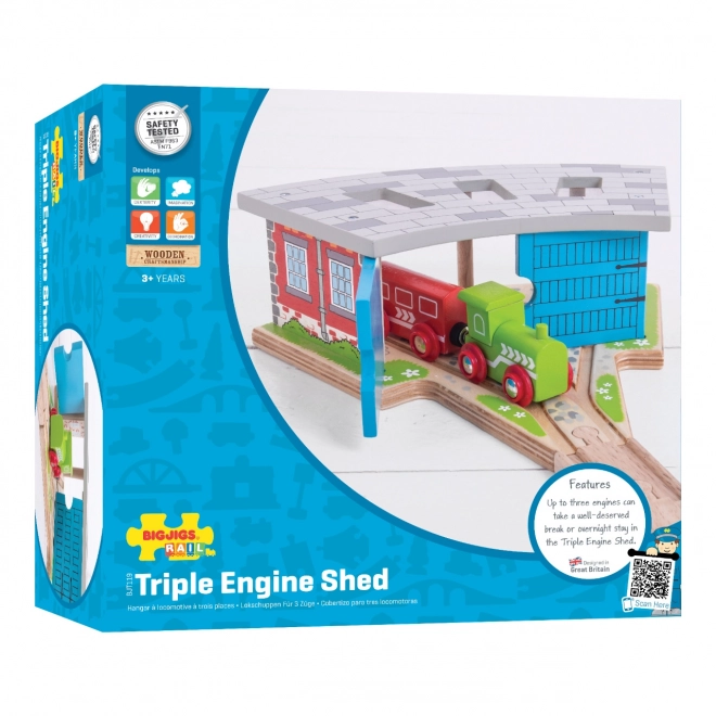 Bigjigs Rail Triple Train Depot with Gates