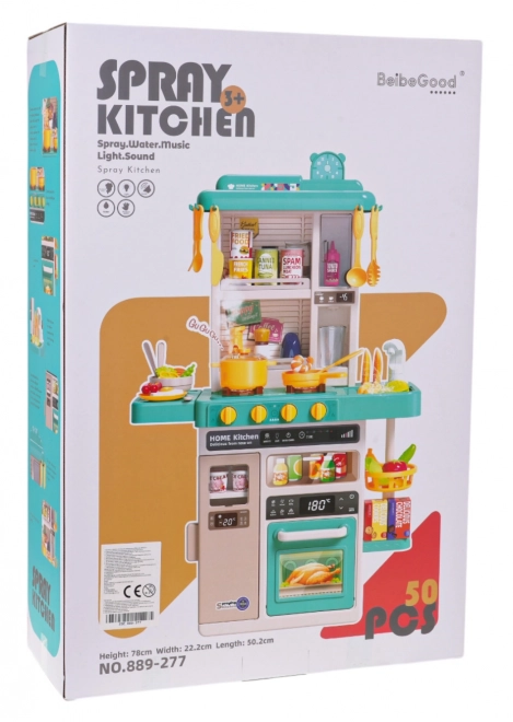 Interactive Kids Kitchen Playset with Light, Sound, and Water Features - Blue