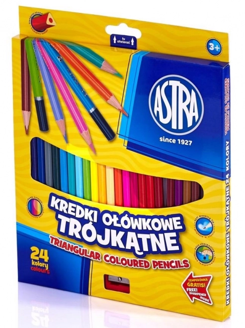 Astra Ergonomic Triangle Colored Pencils Set with Sharpener