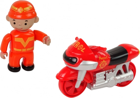 Motorbicikli tűzoltó figurával