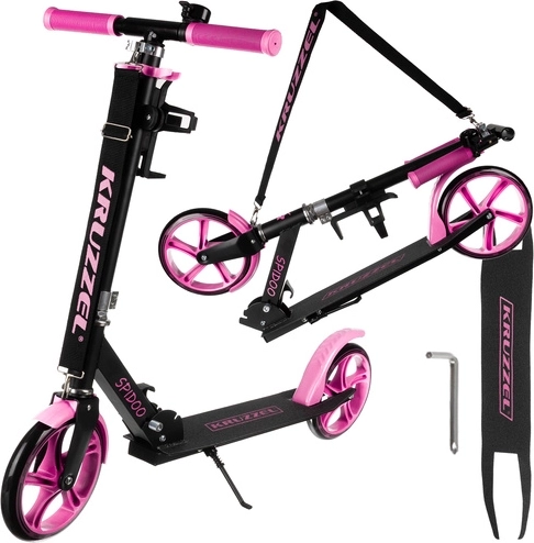 Folding city scooter for kids with large wheels (200 mm) – pink