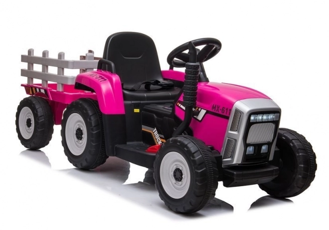 Bateriový traktor s přívěsem XMX611 růžový