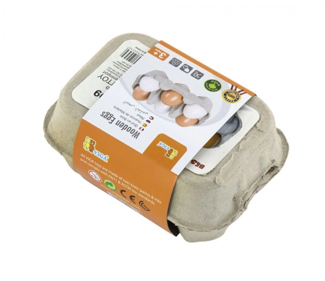 Wooden Eggs in a Carton