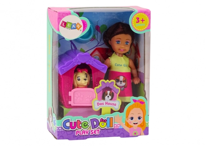 Mini Doll with Long Hair and Pet Doghouse