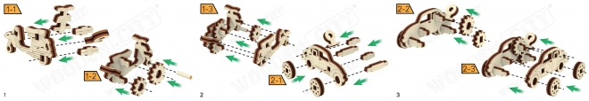 Wooden 3D Puzzle Vintage Cars and Motorbike