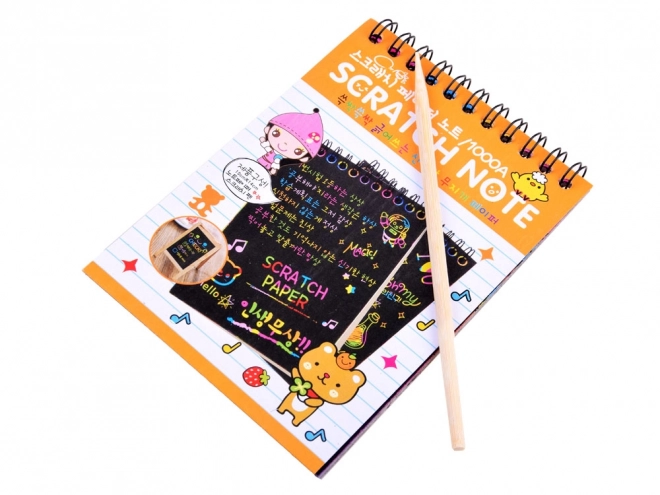 Rainbow Scratch Art Notepad with Stylus – orange