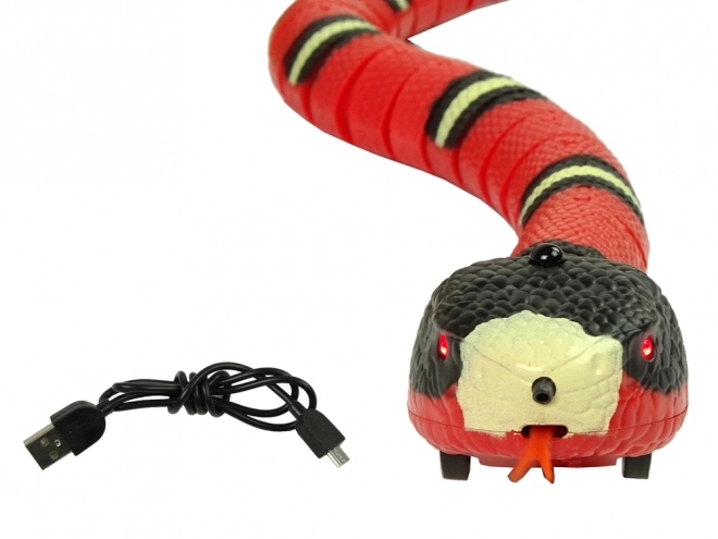 Remote Controlled Interactive Red Snake with Black Stripes