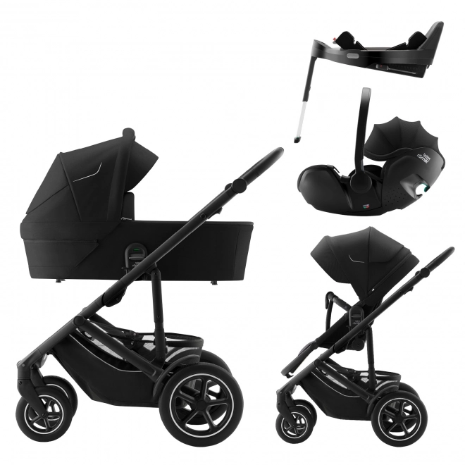 Smile Stroller 5Z Set with Deep Bassinet and Baby-Safe Pro Vario Base 5Z in Space Black