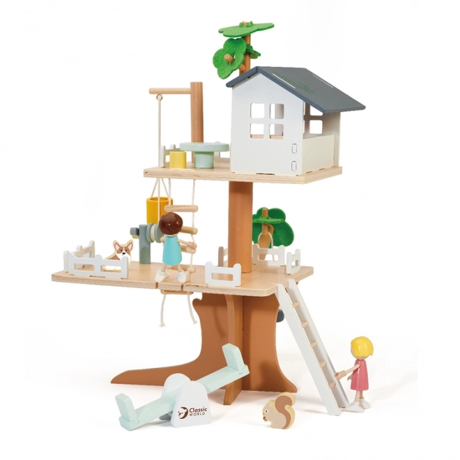 Casa sull'albero con accessori in legno 31 pezzi