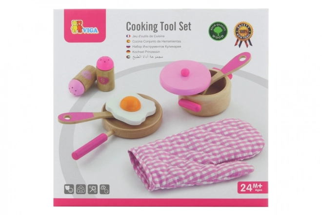 Wooden Kitchen Playset - Pink