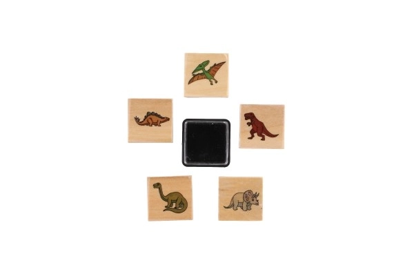 Wooden Dinosaur Stamps with Ink Pad