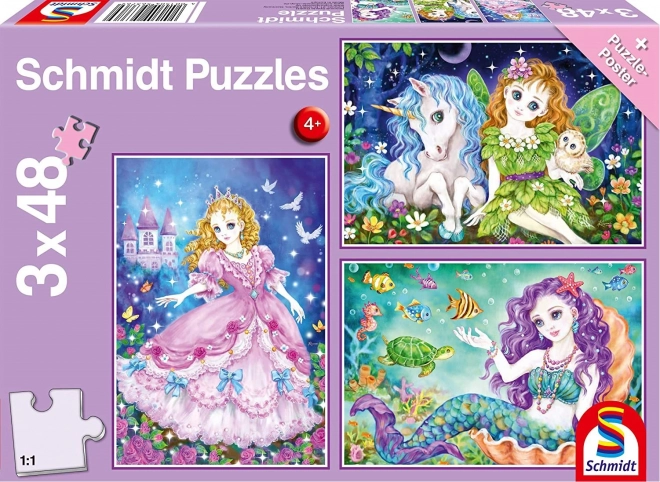 Schmidt Princess, Fairy and Mermaid Puzzle Set