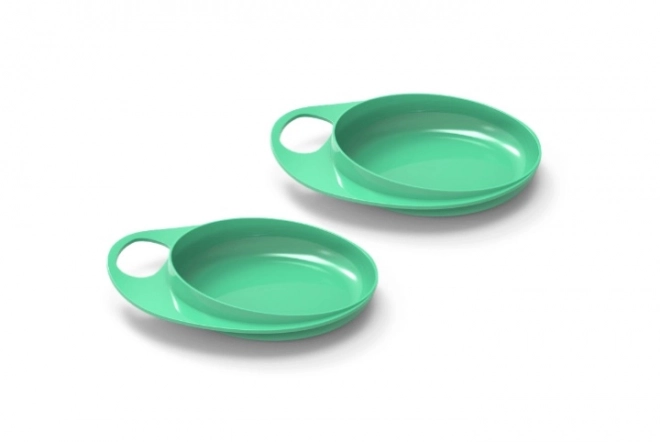 Plates with Raised Rim, Pastel Green