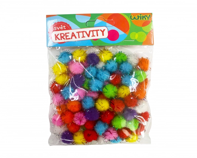 Glitter Pom Poms 15mm - Colorful Craft Decorations