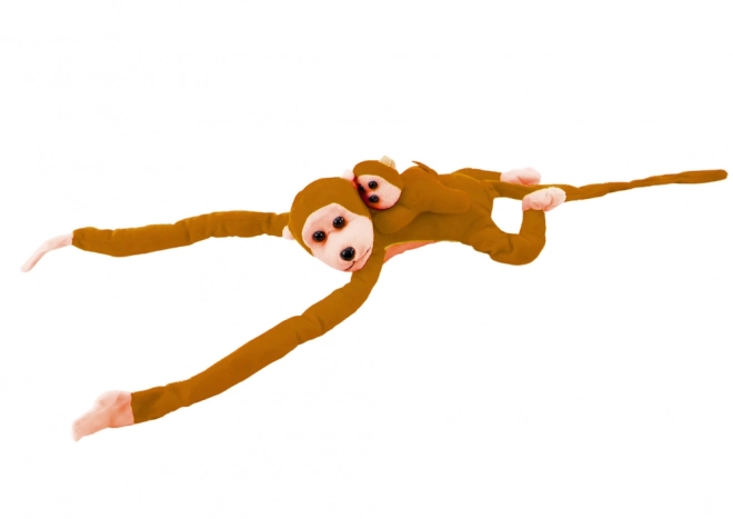 Plush Monkey Toy with Baby Light Brown