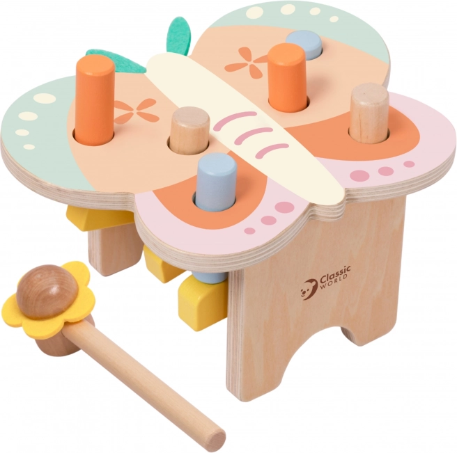 Dřevěný stoleček s pastelkami CLASSIC WORLD Montessori Motýlek