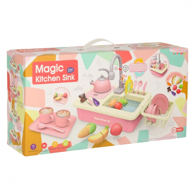 Sink Play Set with Real Water and Accessories - Pink