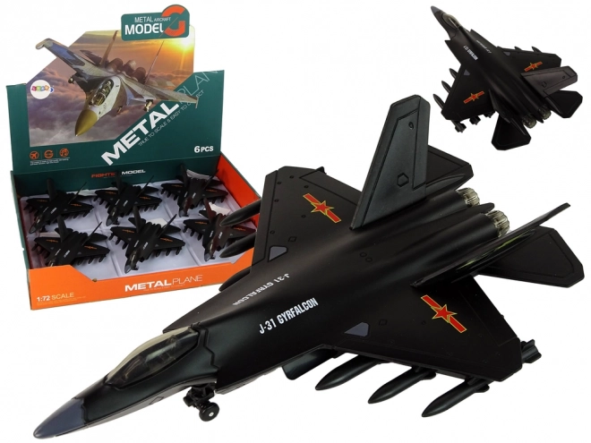 Friction Powered Black Fighter Jet Model